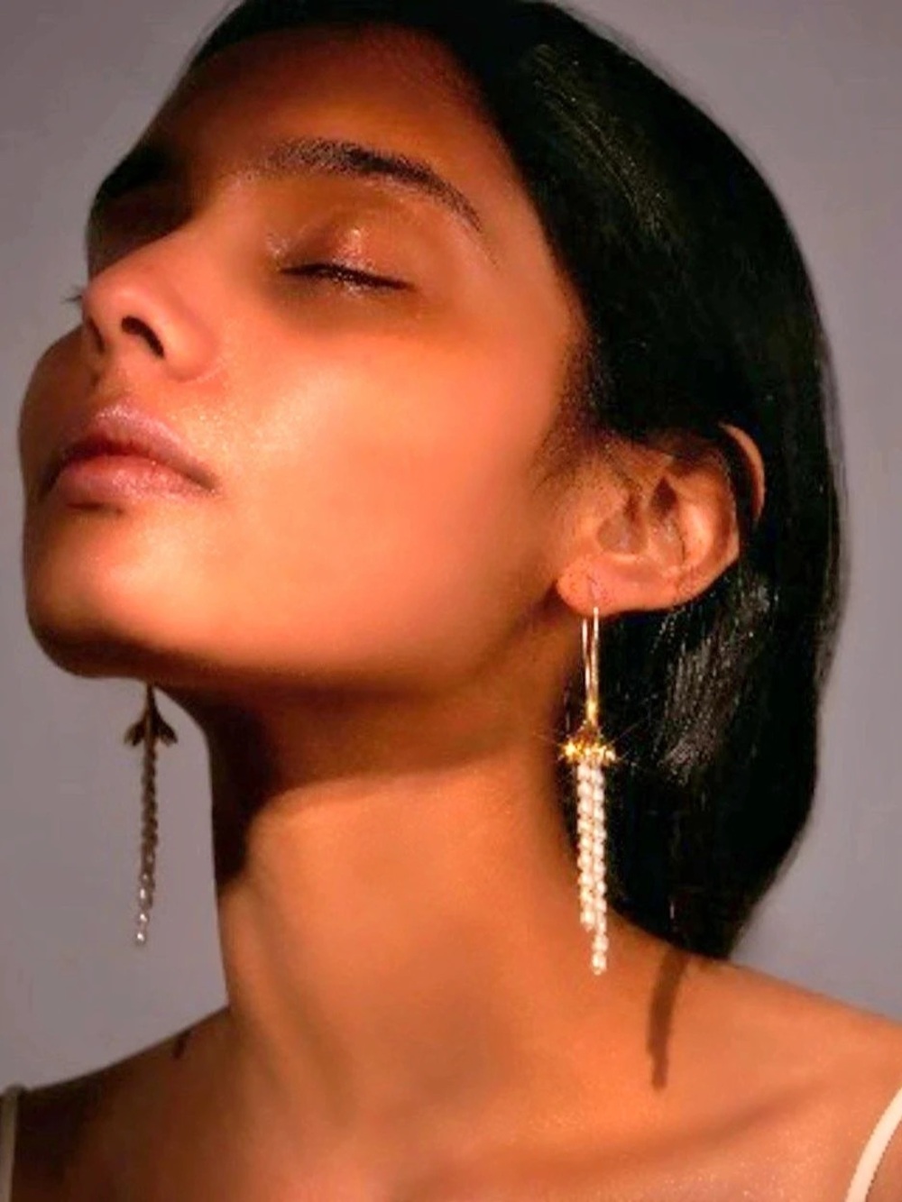 Pamela love anemone pearl drop earrings 14 K gold plated over brass